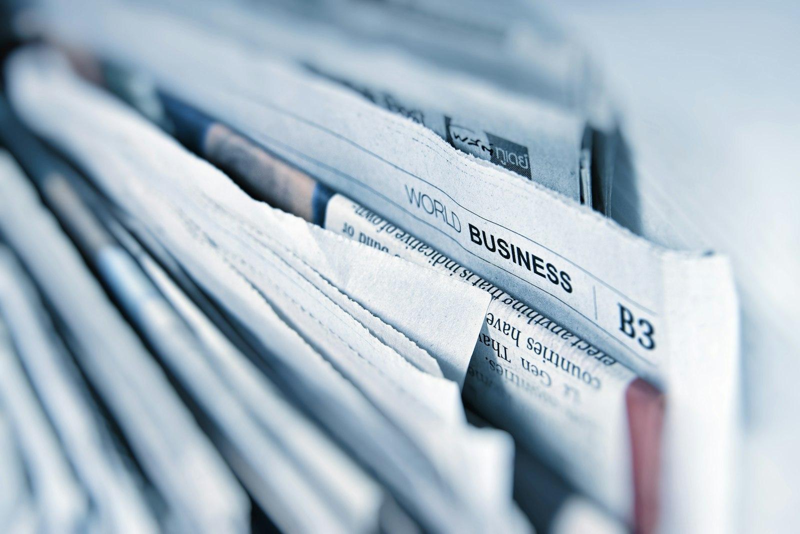 Stack of folded newspapers